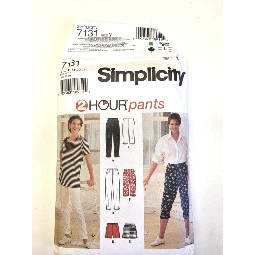 Simplicity #7131 Size Y 18 20 22 Women's Pants/Shorts